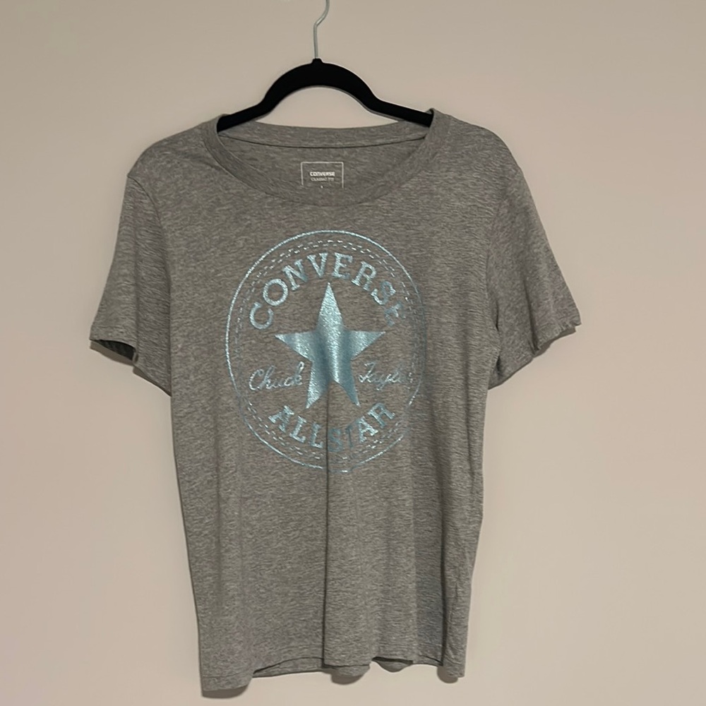 Converse Gray T-Shirt with Blue Logo